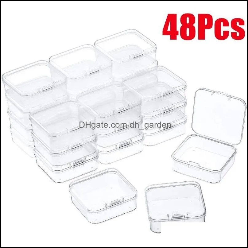 jewelry pouches 48pcs small transparent box clear plastic storage boxes containers with lids empty hinged cases for beads diy craft