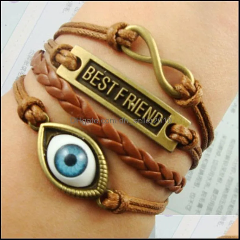 hand made infinity leather alloy fashion cuff bracelet charm bracelet vintage accessories lover gifts 172 r2