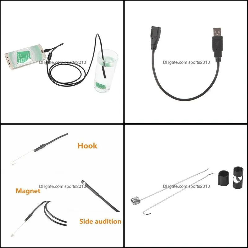 2M 1M 7mm Endoscope Camera Flexible IP67 Waterproof Inspection Borescope Camera for Android PC Notebook 6LEDs Adjustable