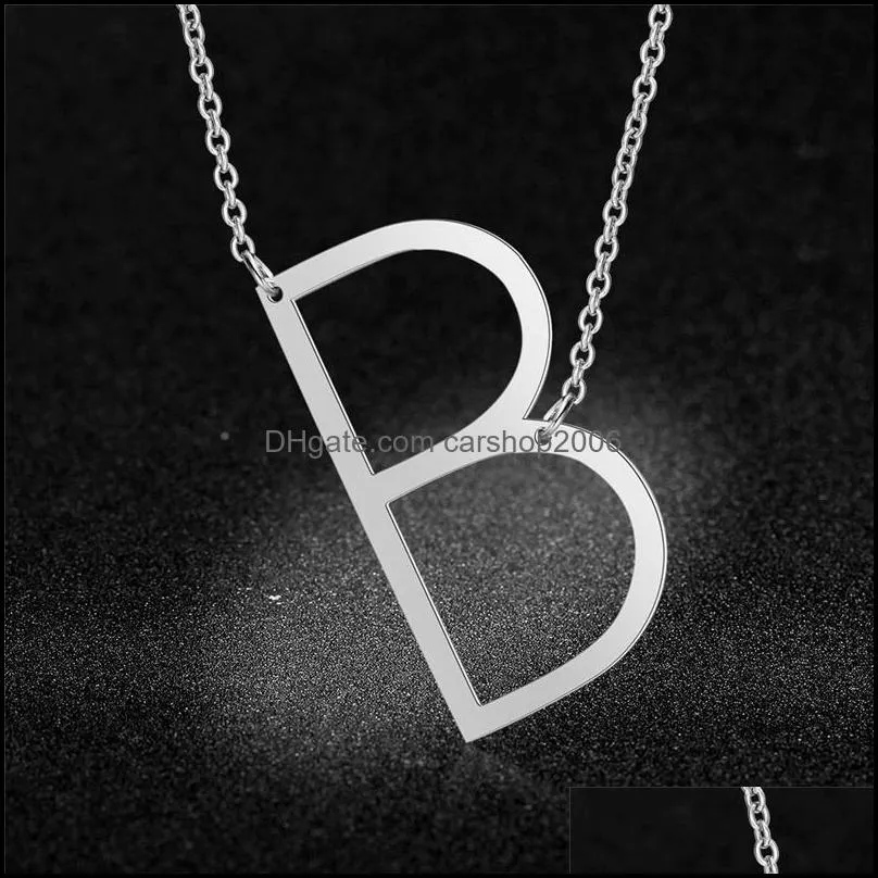 Large Alphabet Necklace Personalized Gold Big Letter Chain Stainless Steel A-Z Pendant Necklaces Hip Hop Jewelry for Women