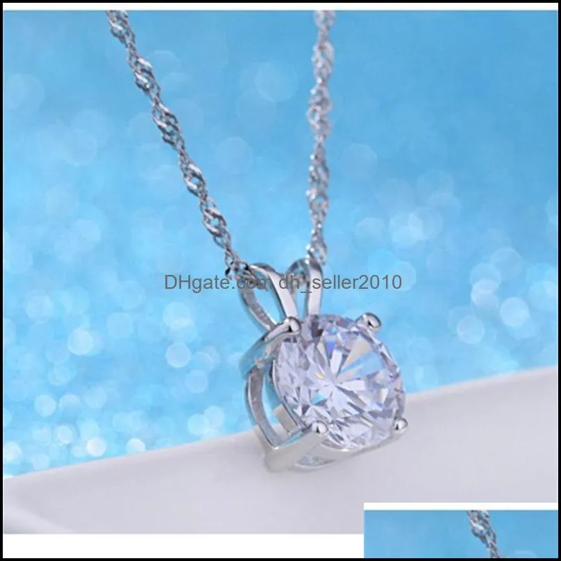 round 1ct cz solitaire pendant necklace 925 sterling silver choker statement necklace women silver 925 jewelry no chain 511 b3
