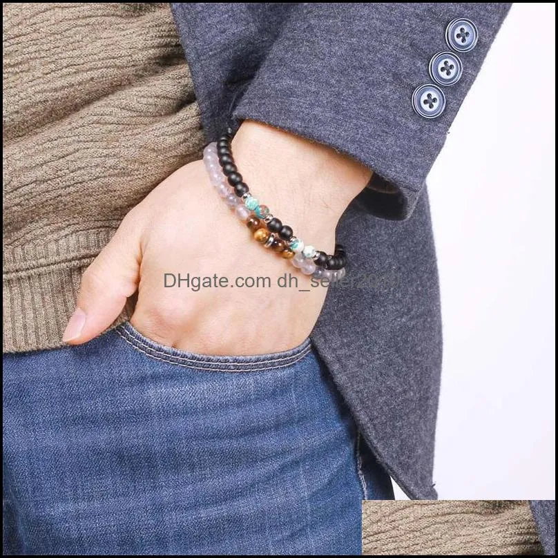 fashion beaded strands natural stone matte black beads bracelet men`s lucky 6mm tiger eye men jewelry gift 107 m2