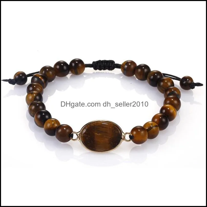 8mm black matter agate bead charm bracelets tiger eye natural stone handmade braided yoga beads bracelet for women jewelry gift 3005