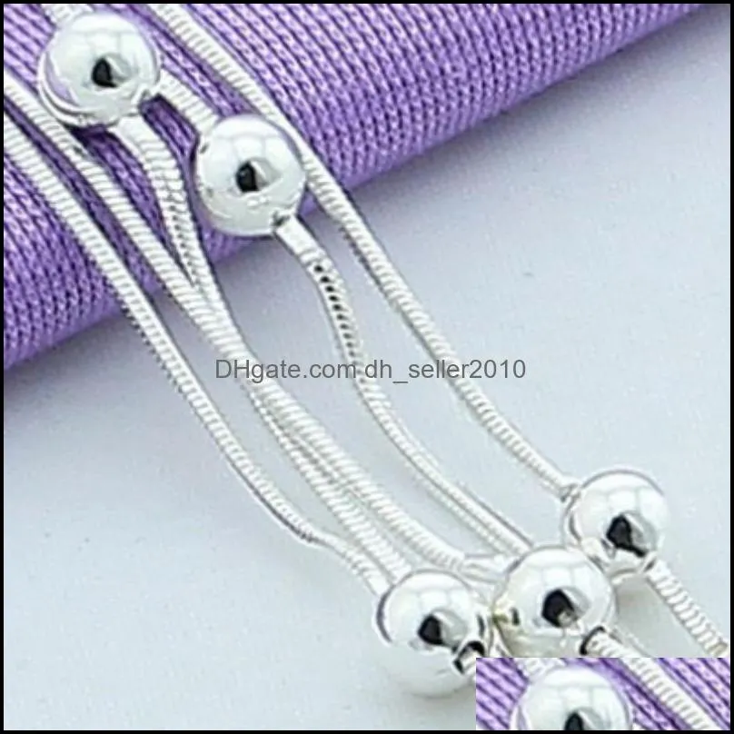 925 sterling silver five snake chain braceletes smooth bead silver bracelet fashion women wedding engagement jewelry 1204 t2