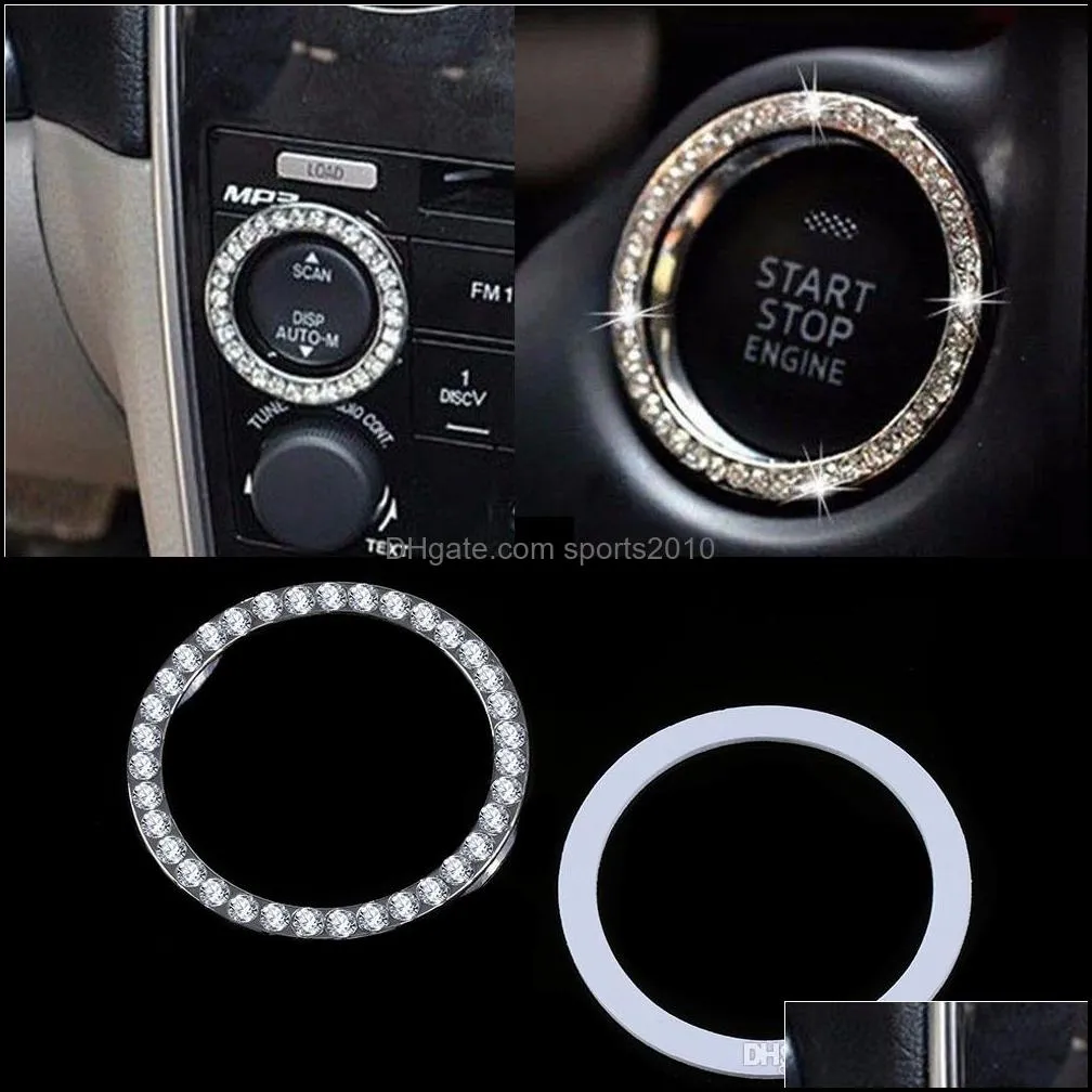 10pc new arrivals!!! car suv bling decorative accessories button start switch silver diamond ring new
