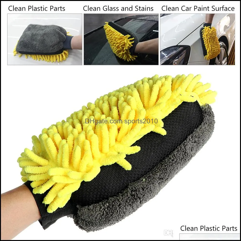 multi-function 3 in 1 car wash gloves car cleaning wax detailing brush microfiber chenille auto care waterproof car-styling