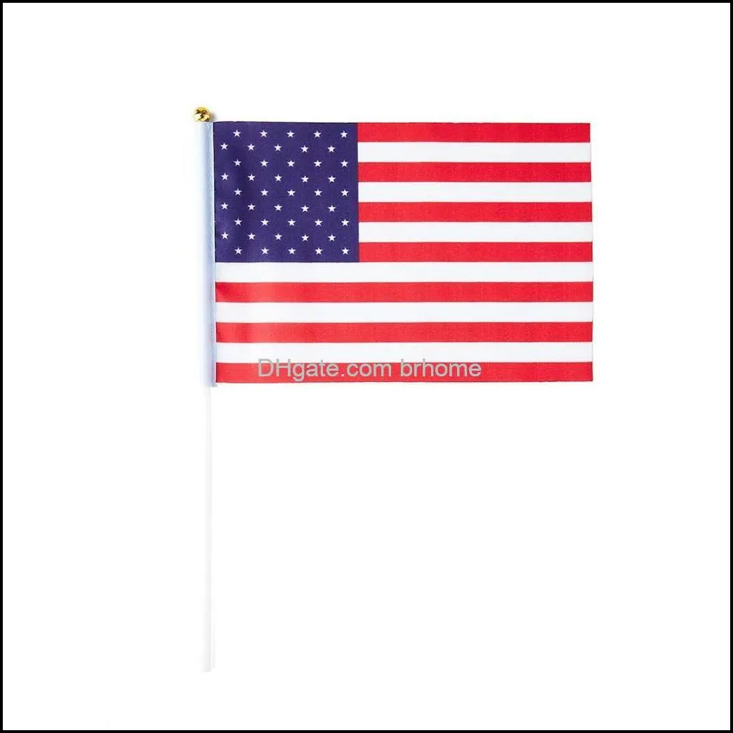 Banner Flags Usa Flag American Small Stick Mini Hand Held Decorations 1 Dozen Drop Delivery 2022 Brhome Am9Kn