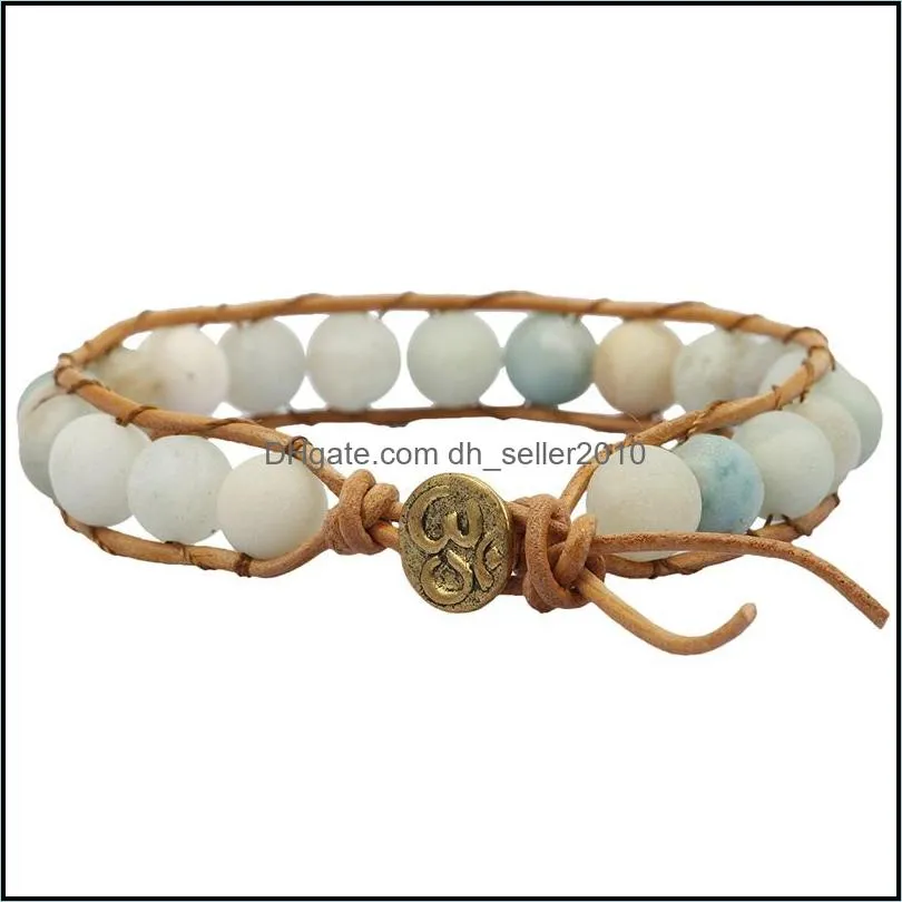 men tiger eye bead bracelets adjustable natural stone beads matte onyx bead braided bracelet bangles yoga leather wrap wrist bangle 3006