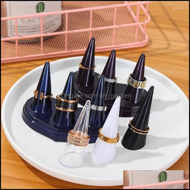 jewelry pouches vintage plastic finger cone fingertip ring display stand jewellery holder storage showcase rings organizer