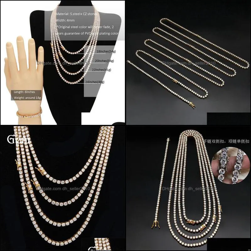 3mm 4mm 5mm 6mm iced out 1 row tennis chain hip hop jewelry gold silver copper material men cz necklace 93 u2