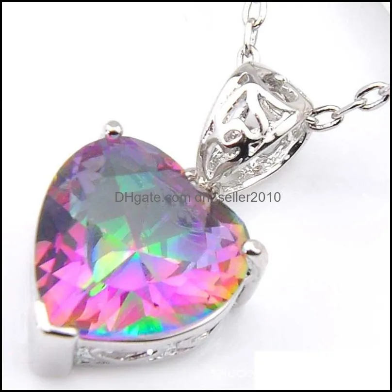 colored pendant 925 sterling silver necklaces luckyshine heart for women cz zircon pendants wedding engagemets bride jewelry gift 239