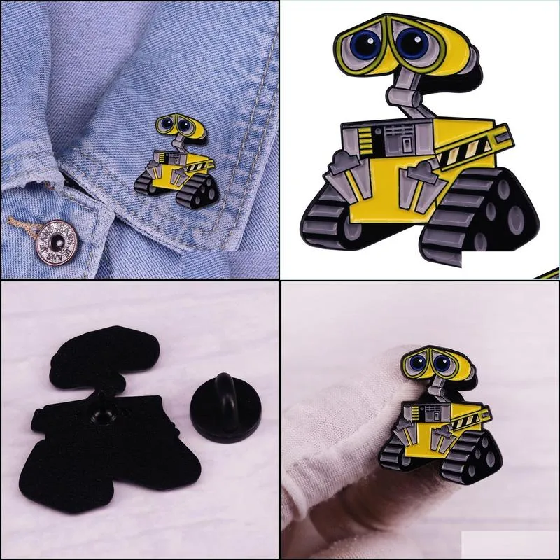 Cute Robot Walll-E Enamel Lapel Pin Cartoon Science Fiction Film Badge Brooch Backpack Decoration Jewelry