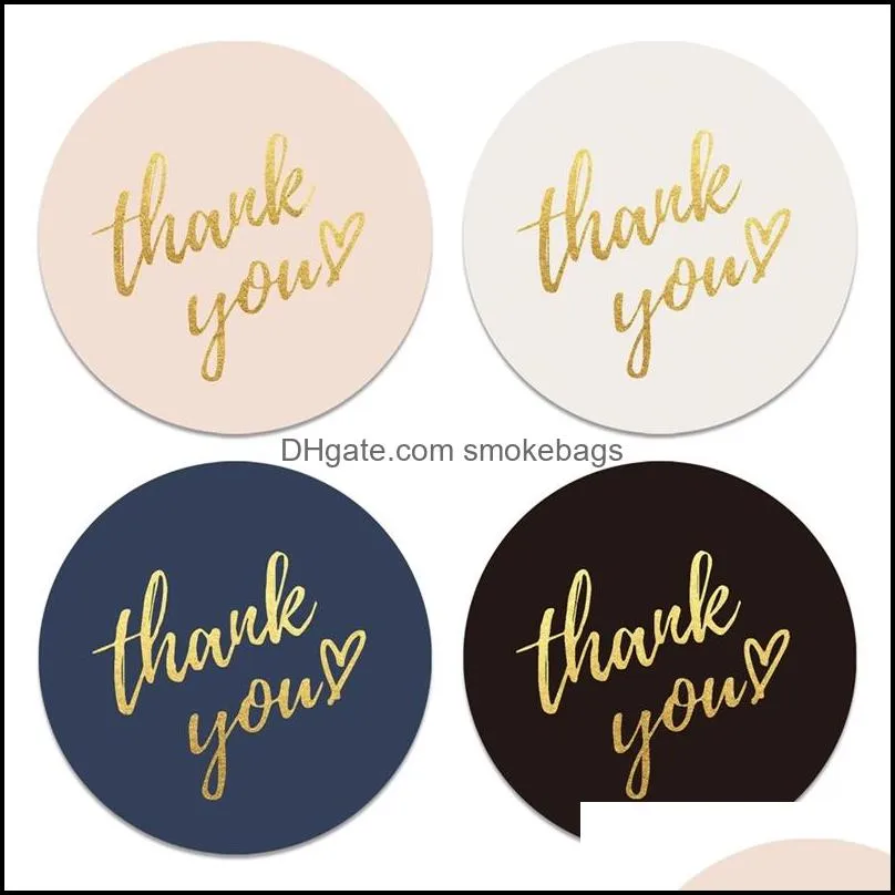 4 ColorsThank You Stickers Seal 50500PCS Gold Foil Paper Decoration Sticker For Handmade Wedding Gift Labels Stationery 220613