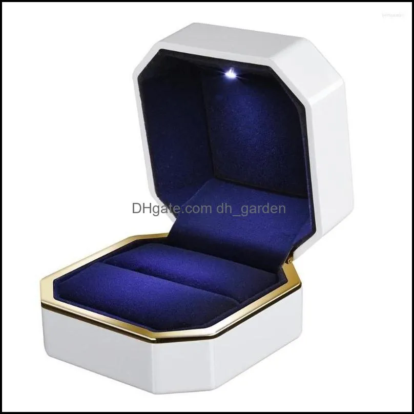 Jewelry Pouches Luxury High-grade Paint LED Light Ring Box Velvet Gift Wedding Engagement