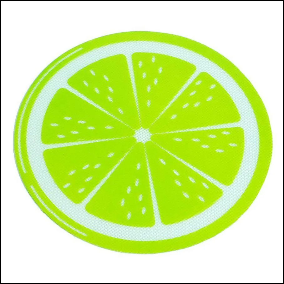 New Round Silicone Wax Dab Mat Silicone Dabbing Mat Lemon design Non-Stick Dabber Sheets Dab Pad for Dry Herb Wax Oil DHL Shipping