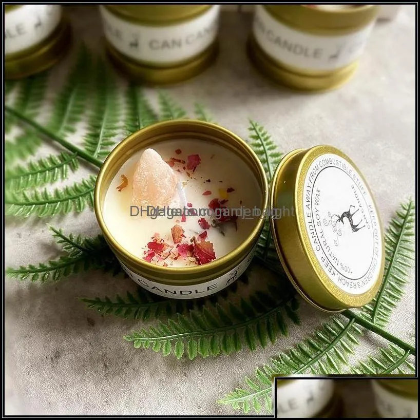 candles home decor garden aromatherapy crystal dry flower candle with gift box golden/sier tins scented pare decoration collection item