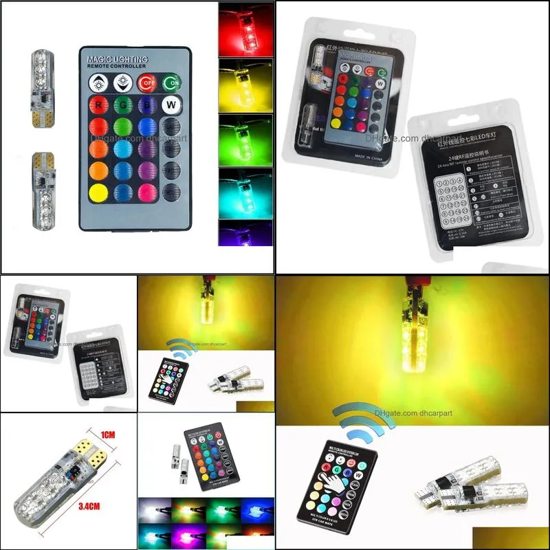 12v 6SMD T10 RGB 16colors controller silica gel clearance lights auto led bulb lamp light for car