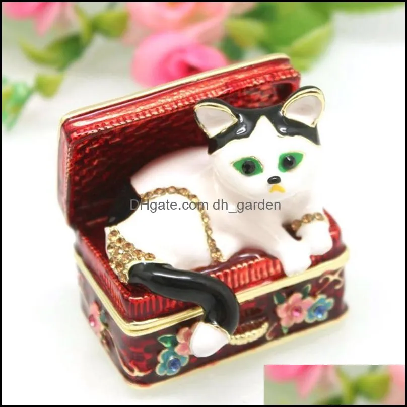 Jewelry Pouches Bags High-quality Small Ornaments Birthday Gift Fashion Home Furnishing Enamel Alloy Box Kitten Decoration Brit22