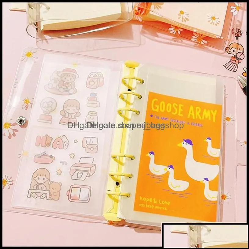 notepads notepads a5/a6 daisy loose-leaf notebook 3 hole pvc transparent binder korea stationery handbook journal fema shapedbagsshop
