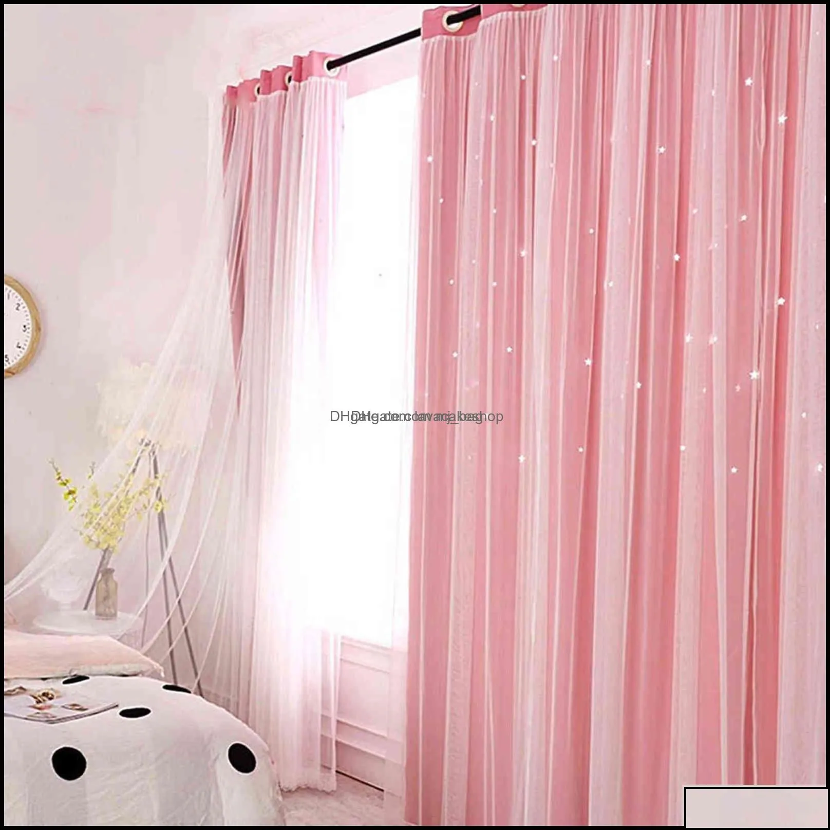curtain window treatments home textiles garden hollow star thermal insated blackout curtains for living room bedroom blinds stitched