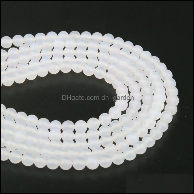 see pic Natural Agate Stone Beads Necklace Accessories Round White Charms For Jewelry Making Bracelet Earringssee pic Brit22