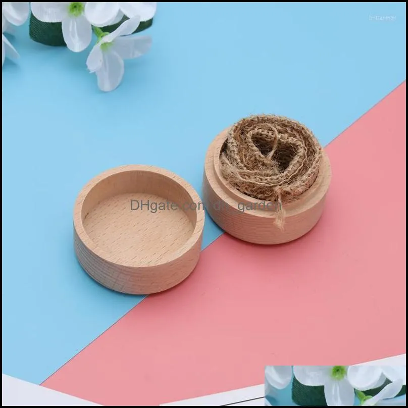 Jewelry Pouches Bags 1pc Wooden Vintage Round Ring Box Rustic Romantic Delicate Rings Holder For Engagement Wedding ProposalJewelry