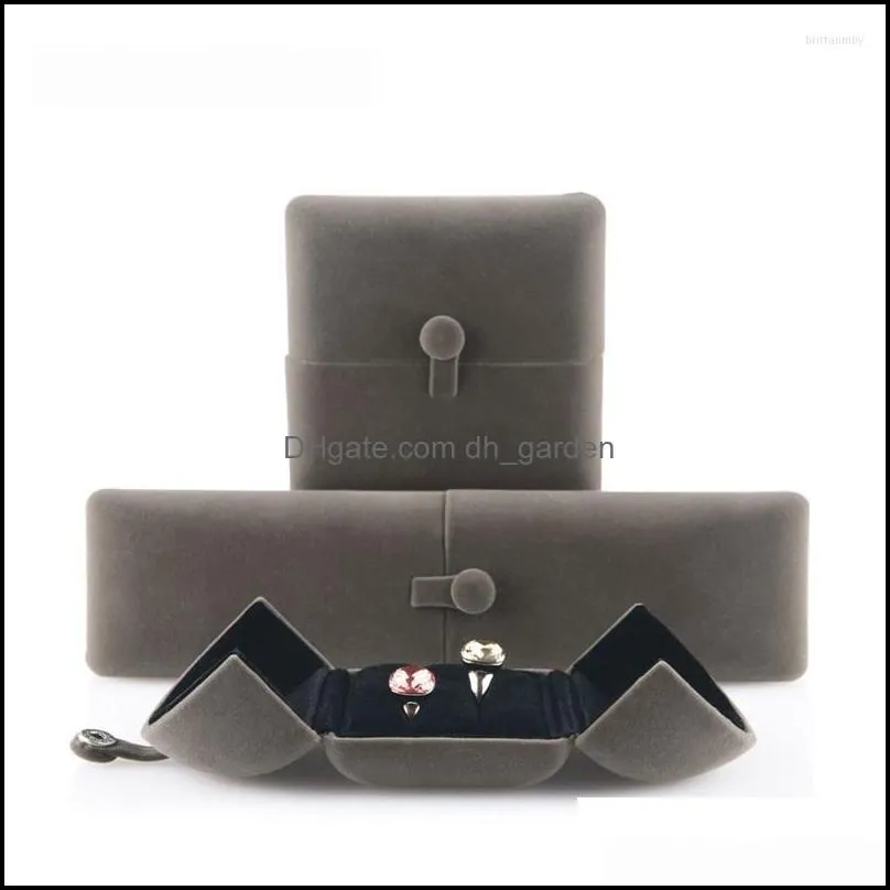 Jewelry Pouches Creative Button Velvet Box Series Gray Single Ring Double Pendant Necklace Storage