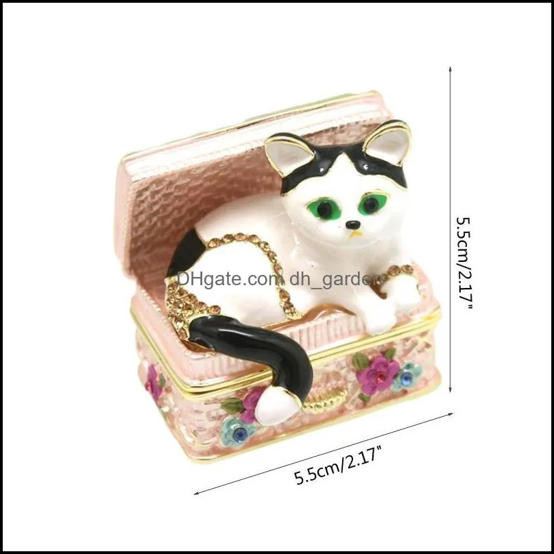 Jewelry Pouches Bags High-quality Small Ornaments Birthday Gift Fashion Home Furnishing Enamel Alloy Box Kitten Decoration Brit22
