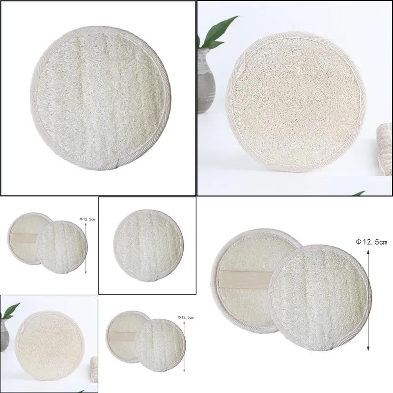 12.5cm round shaped natural loofah pads bath scrubber exfoliating luffa remove the dead skin spa massage powerful cleansing loofah pad