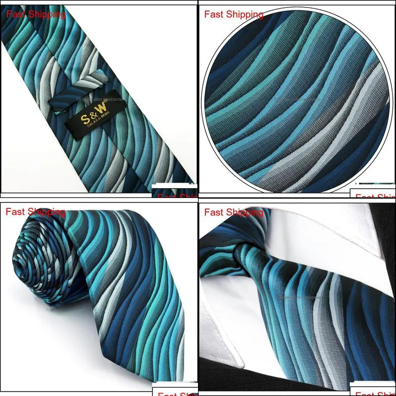 y23 turquoise multicolor ripple abstract classic silk extra long size mens necktie tie fjbg9