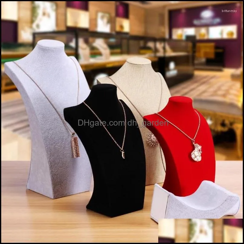 Jewelry Pouches Luxury Model Bust Show Exhibitor 5 Sizes Options Gray Velvet Display Necklace Pendants Mannequin Stand Organizer