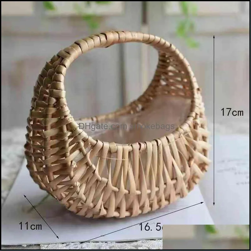 New net red portable willow flower handmade rattan straw tassel wedding gift Princs small basket