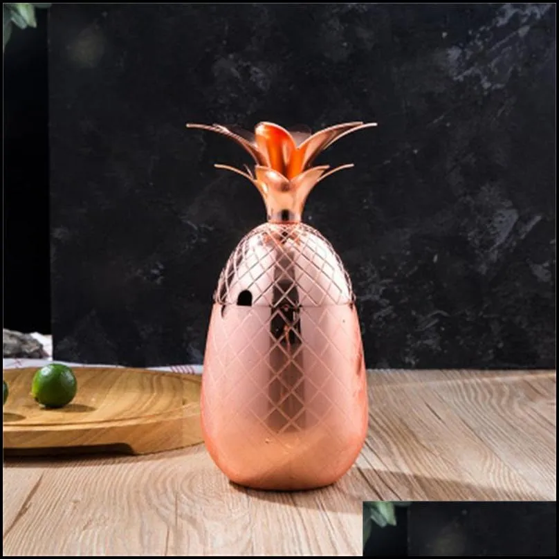 500ml Pineapple Cocktail Cup Moscow Mule Mugs Stainless Steel Wine Glass Cups Originality Metal Copper Cup Personality