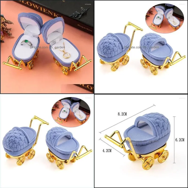 Jewelry Pouches 1 Piece Lovely Baby Carriage Velvet Box Wedding Ring Gift Holder Case For Earrings Necklaces Bracelets Display