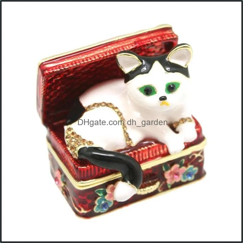 Jewelry Pouches Bags High-quality Small Ornaments Birthday Gift Fashion Home Furnishing Enamel Alloy Box Kitten Decoration Brit22