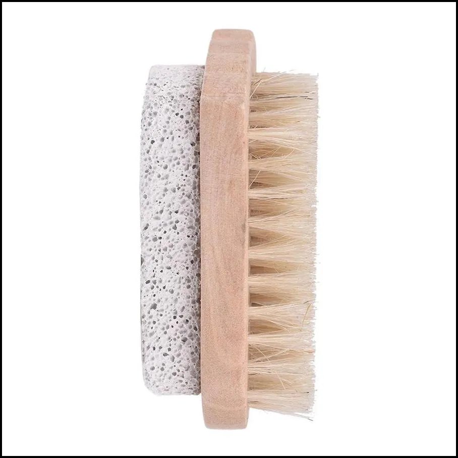 2 in 1 foot exfoliating spa brush pumice stone and soft bristle foot scrub foot cleaning brush