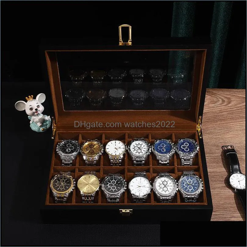 Storage Watch Box Luxury Solid Wood Case Retro Casket Wooden Display Boxes Watches For Men Organizer 12 Seats Collection Cabinet