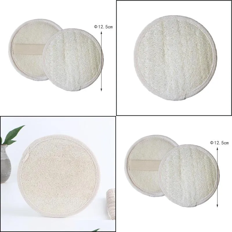 12.5cm round shaped natural loofah pads bath scrubber exfoliating luffa remove the dead skin spa massage powerful cleansing loofah pad