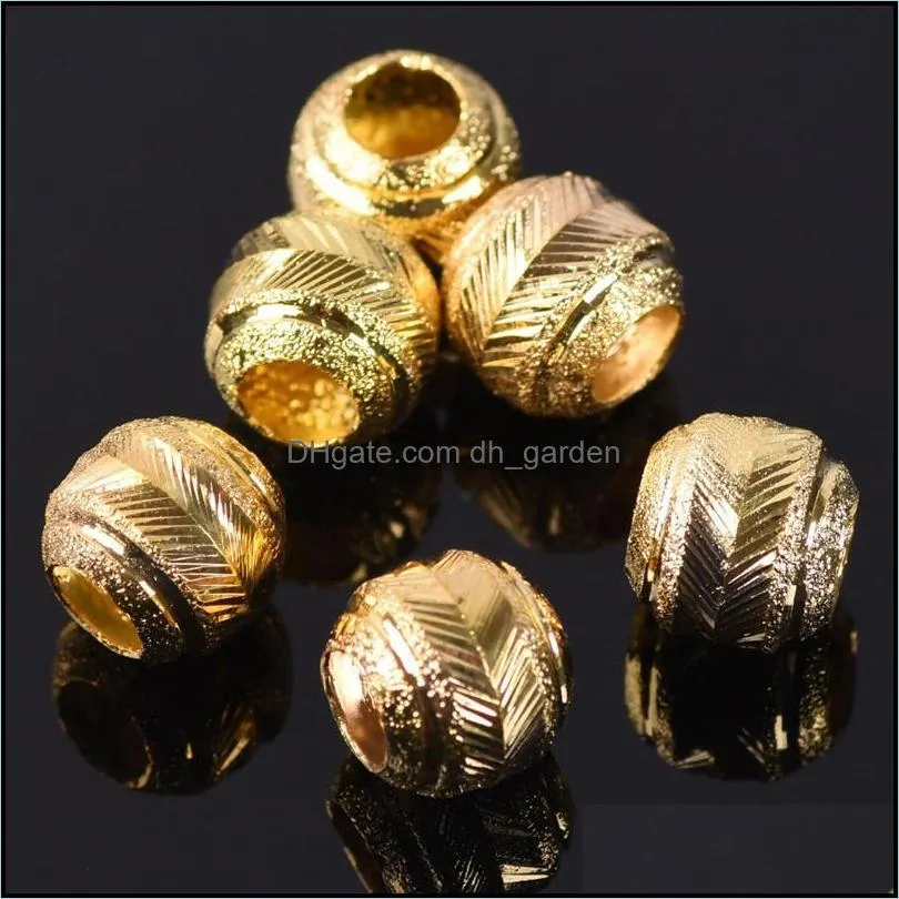 see pic Gold Plated Color Round 8mm 10mm Hollow Matte Metal Brass Loose Spacer Big Hole Beads Lot For Jewelry Making DIY Craftssee pic