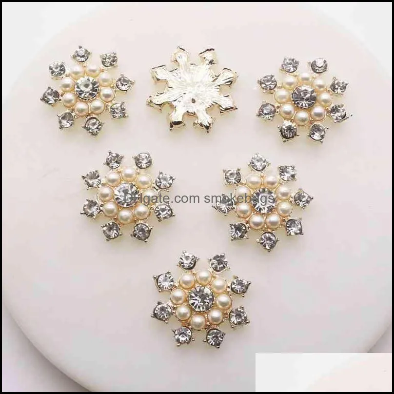 New Hot 10Pcs 2m Round Alloy Diy jewelry Accsori rhinton pearl Wedding pedtal embellishments caps Decoration