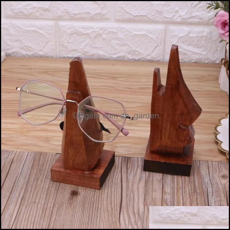 Jewelry Pouches Wooden Nose Shaped Eyeglass Holder Wood Sunglasses Spectacle Display Stand Unique Desktop Accessory And Gifts Home