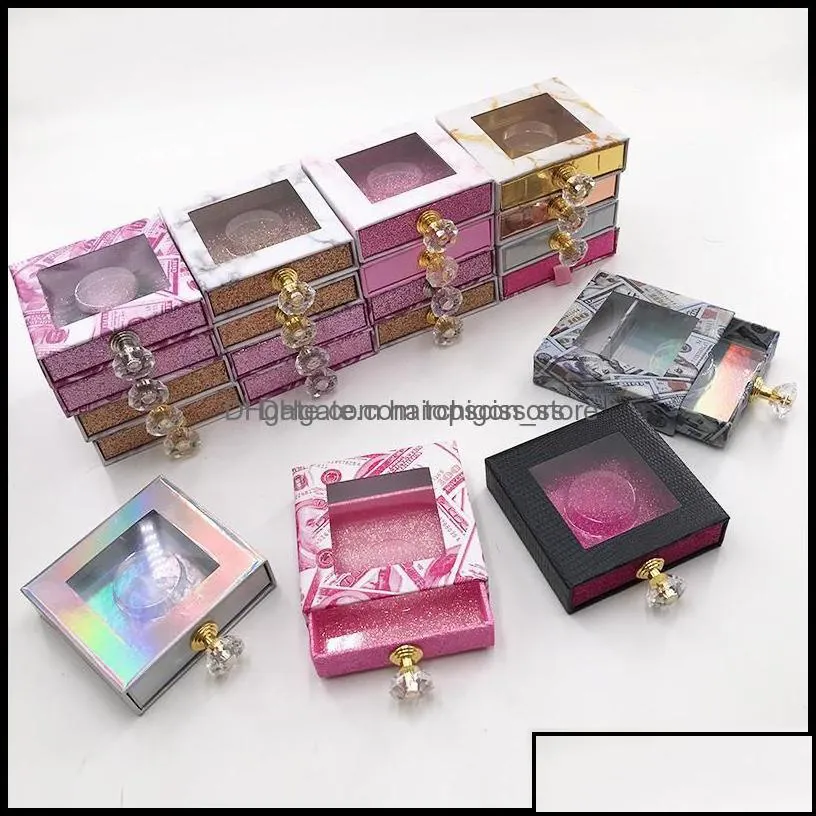 false eyelashes new lashes box eyelash packaging custom crystal handle lash case for fluffy 25mm natural 3d mink fals hairchigonstore