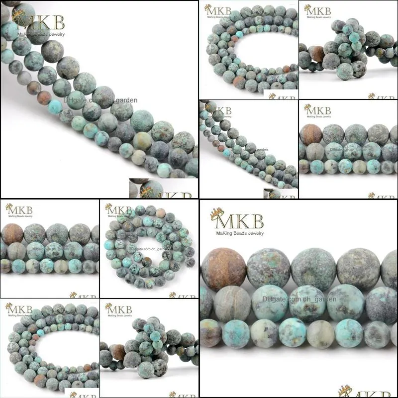 see pic 6/8/10mm Natural Matte Africa Turquoises Stone Beads For Jewelry Making 15inch Spacer Diy Bracelet Accessories Wholesalesee pic