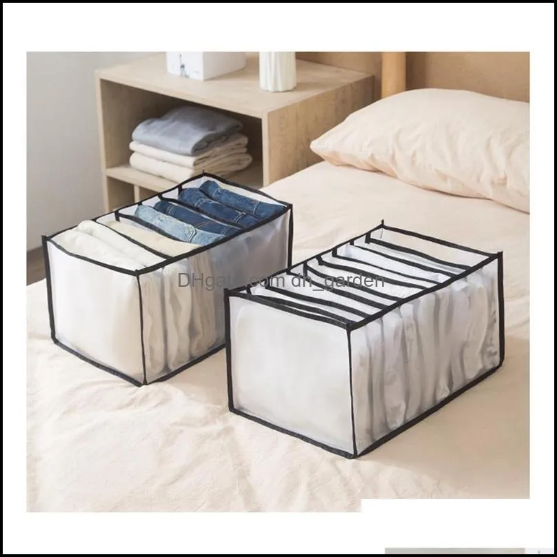 Jewelry Pouches Bags 3Pcs Wardrobe Clothes Organizer Foldable Visible Grid Storage Box With Multiple Layers For T-Shirts Jeans Brit22