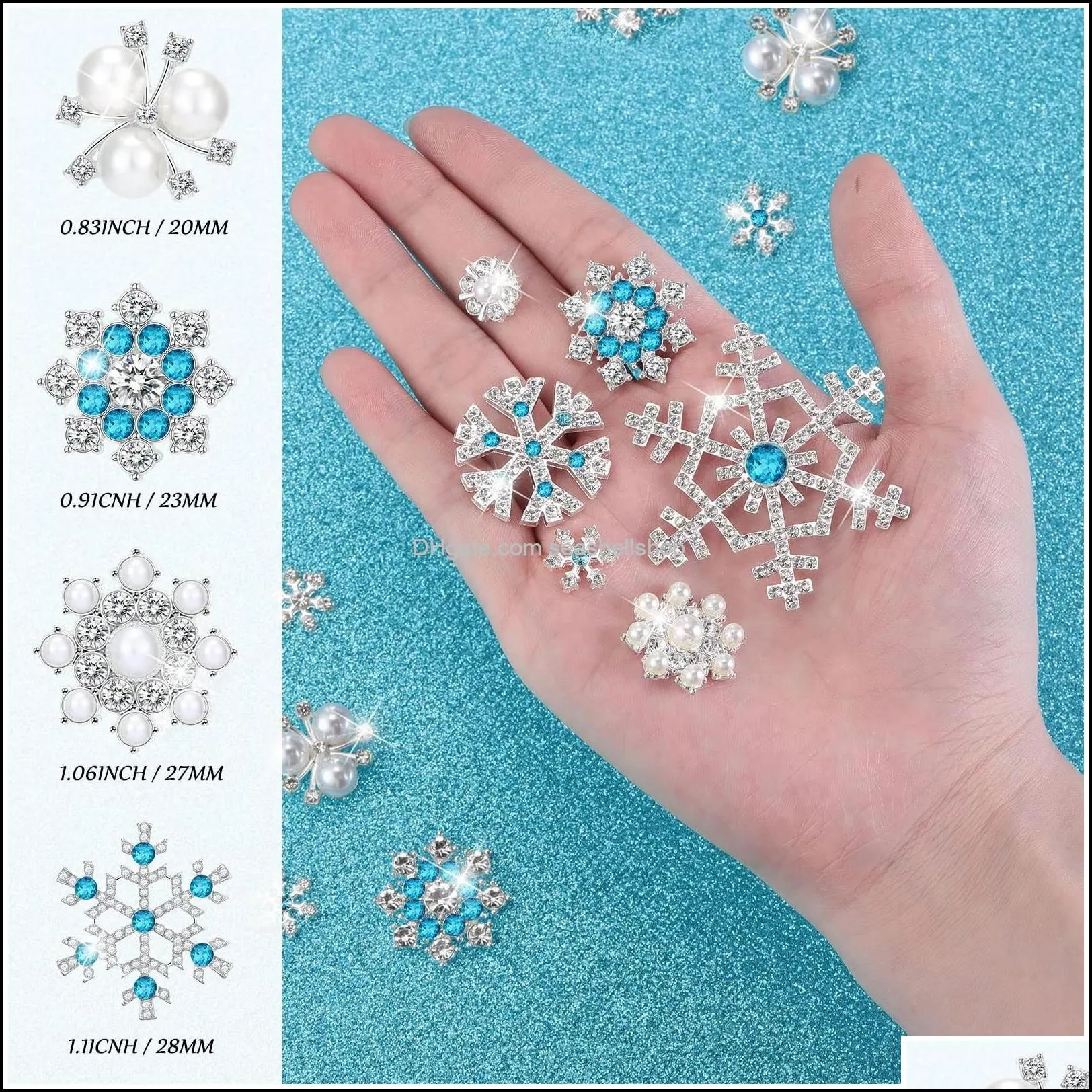 Beads Pearl Rhinestone Buttons Faux Embellishments Snowflake Brooch Alloy Floral Pendants For Jewelry Making Crafts Clothes Ba Brhome