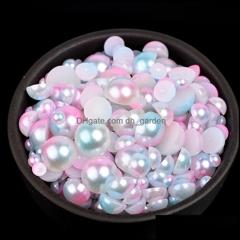 see pic Mix Size ABS Half Round Imitation Pearl Bead Flat Back Scrapbook Beads For Jewelry Making Craft Nails Shoes&Clothing