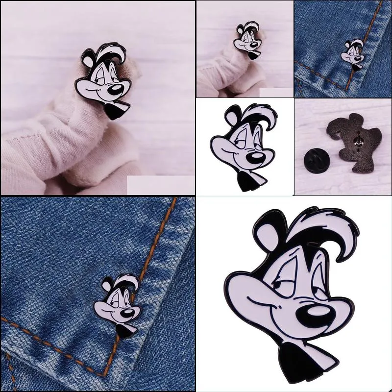 Kawaii Cartoon Skunk Pepee Le Pew Enamel Pin Brooch Badge Best Friend Gift