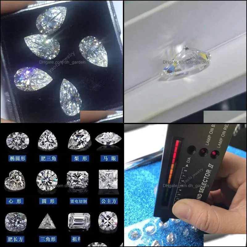 see pic VVS1 Excellent D Loose Teardrop Moissanites Stone Pear Waterdrop Brilliant Cut TEST POSITIVE WARRANTY Jewelry Engagement Ring