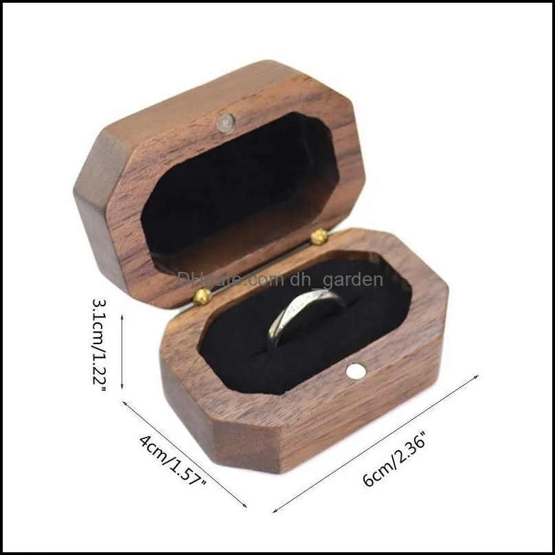 Jewelry Pouches Bags Black Walnut Wooden Engagement Ring Box Solid Wood We Are Married Organizer For Proposal Wedding Ceremony