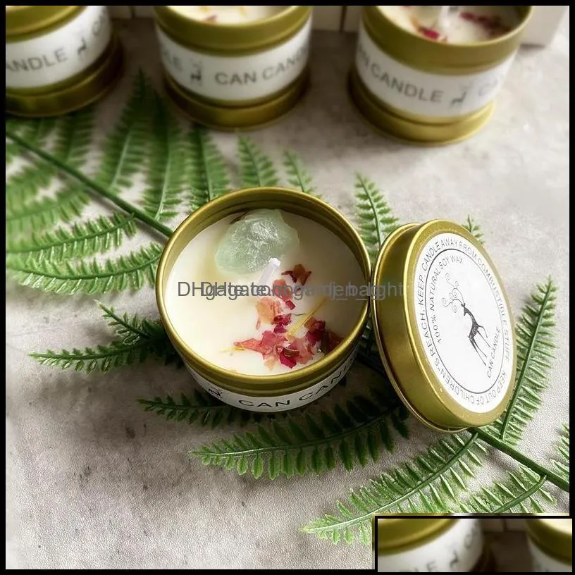 candles home decor garden aromatherapy crystal dry flower candle with gift box golden/sier tins scented pare decoration collection item